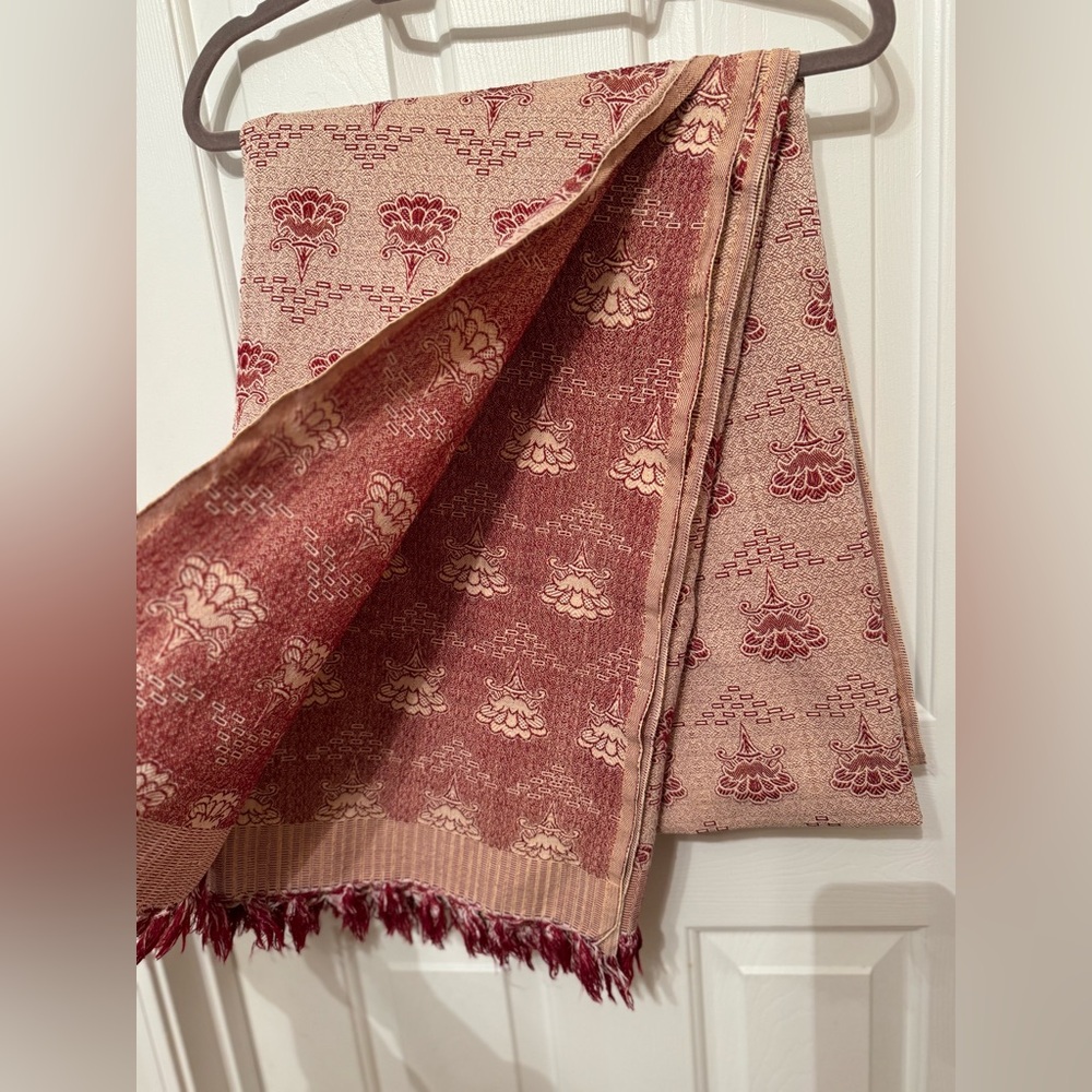 51” x84” Burgundy/ Red /,White Throw, Custom Blanket